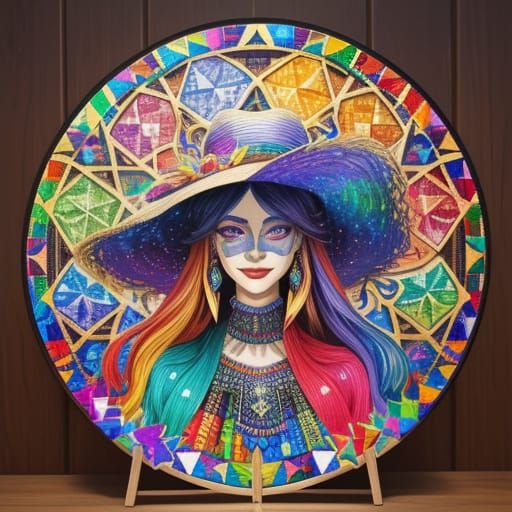 Whimsical Hat Crafted From Vibrant Puzzle Pieces