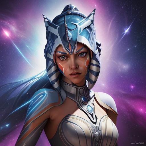 Ahsoka as Goddess of Stars: Hyperrealistic Art