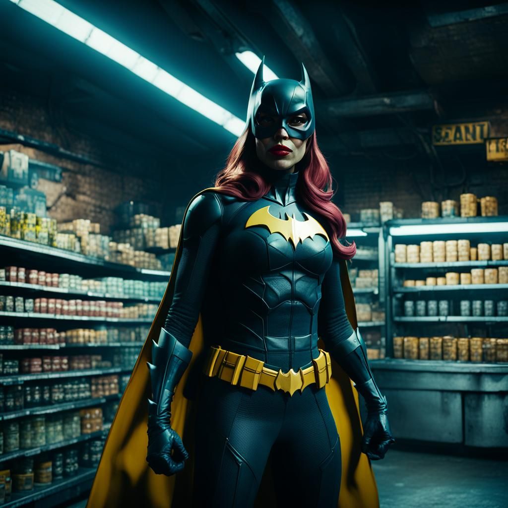 Batgirl in Bodega: Cinematic Film Still