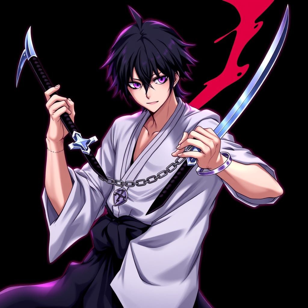 Hybrid Quincy Shinigami with Dual Curved Daggers in Manga St...