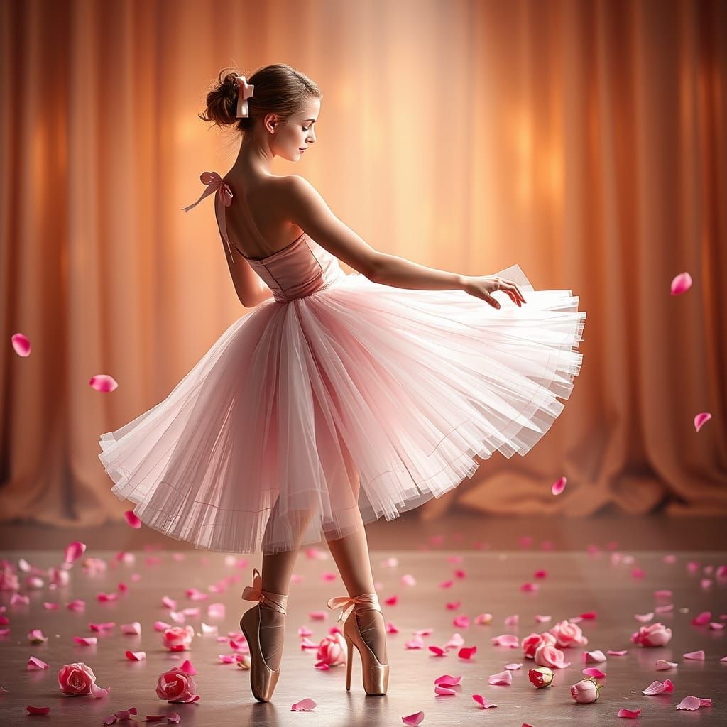 Ballerina Twirling Under Stage Lights