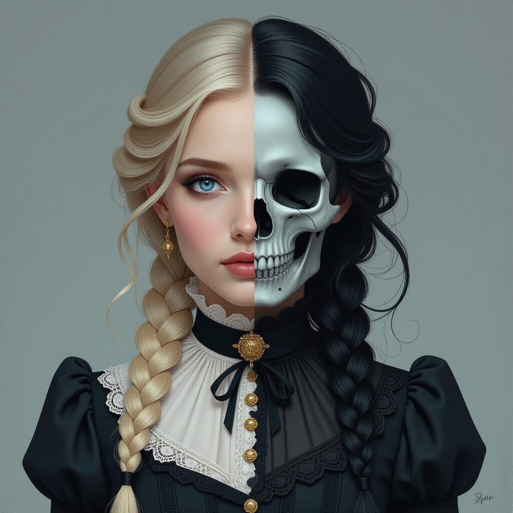 Haunting Portrait of Hel in Gothic Style