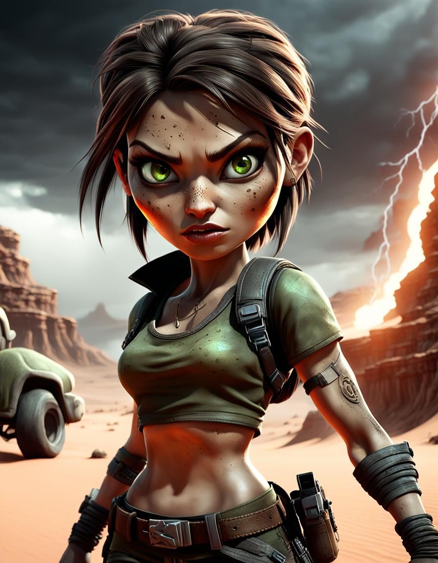 Emo Goblin Lara Croft in Desert Lightning
