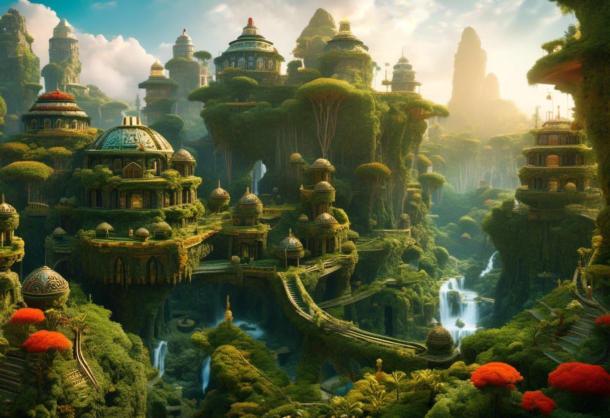 Colorful Paper-Cut Jungle Village in 3D