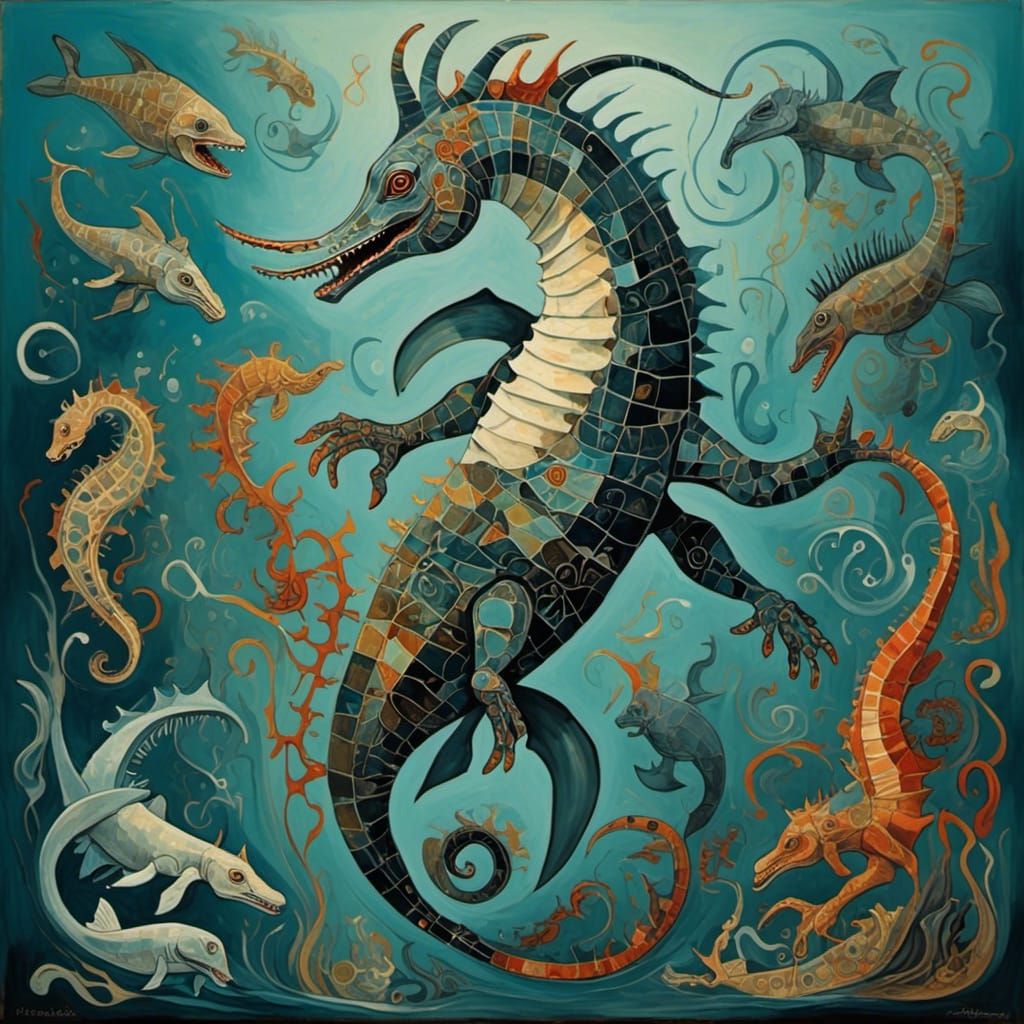 Apocalyptic Seahorses: Surreal AI-Generated Image