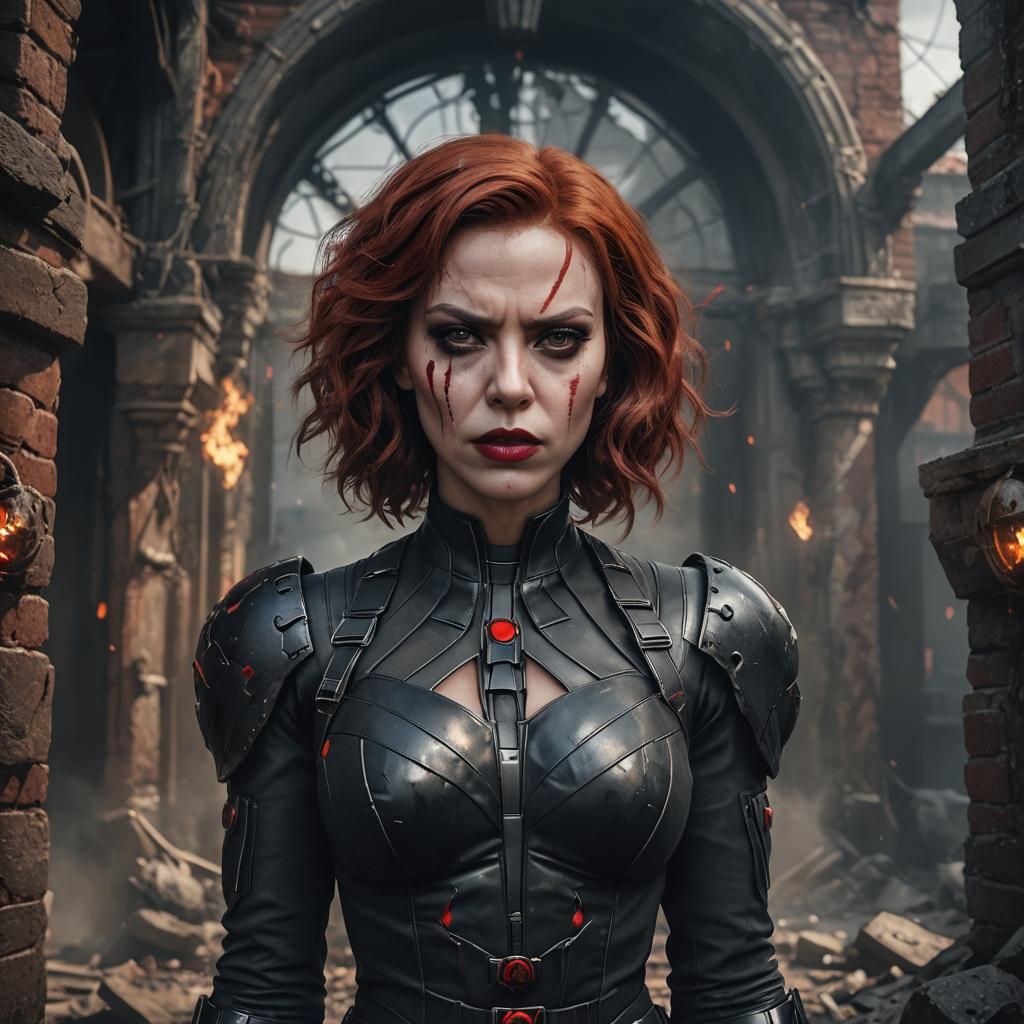 Evil Clown Black Widow Portrait in Detailed Matte Painting