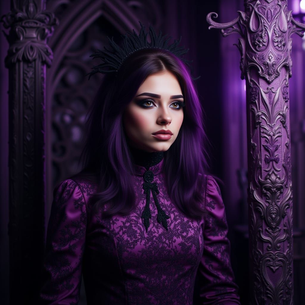 Goth Woman in Ornate Baroque Scene