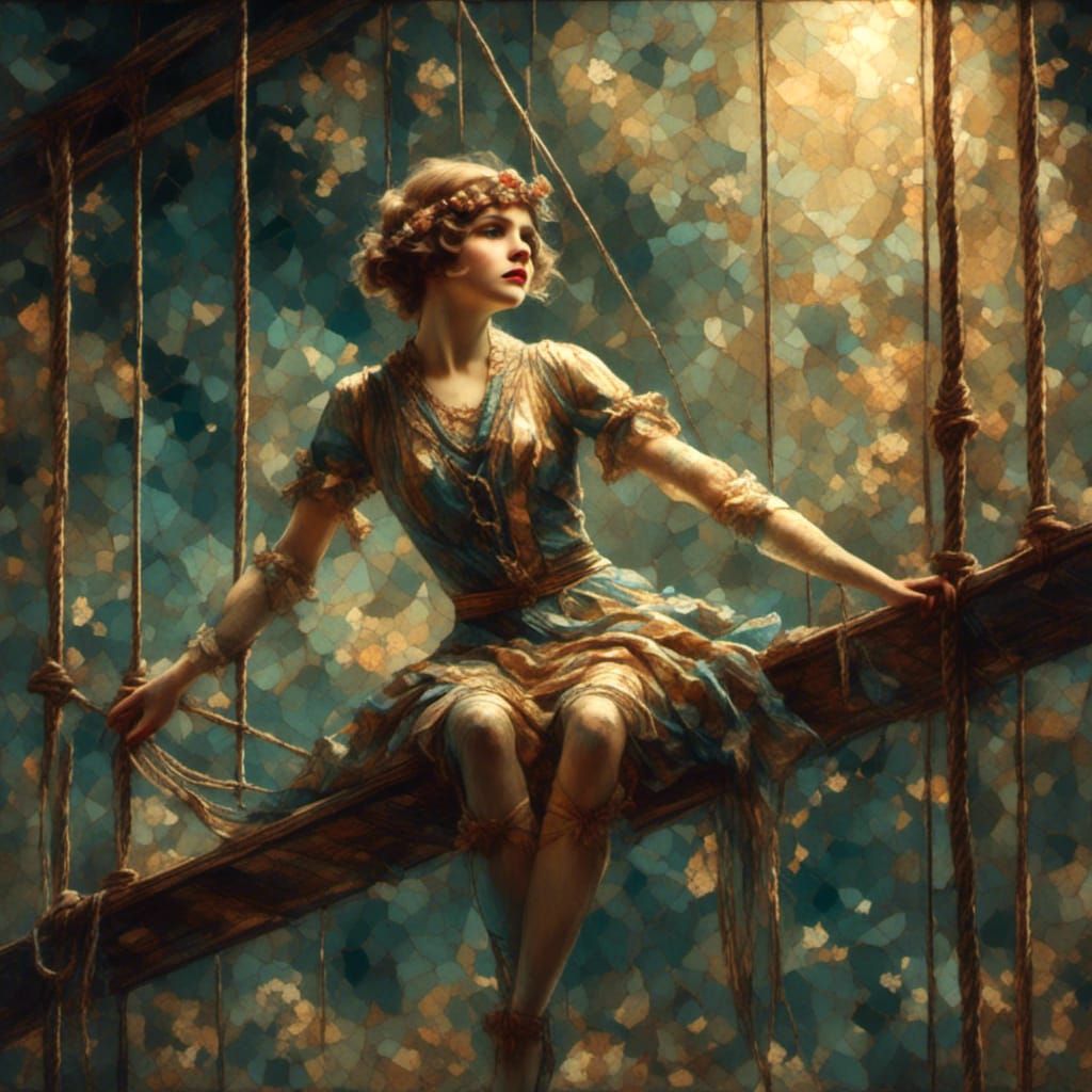 Melancholy Trapeze Artist in 1920s Style