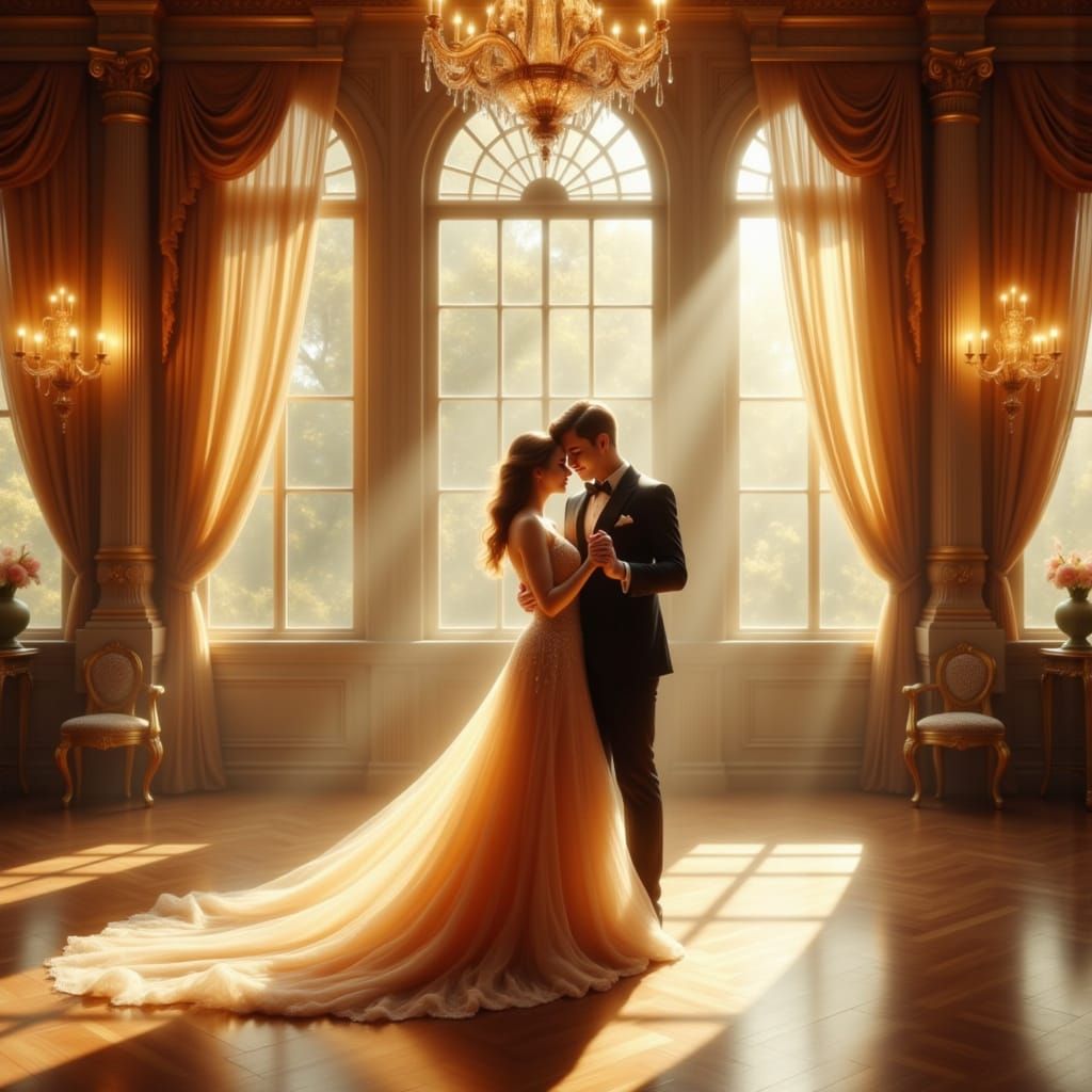 Ballroom Dance in Golden Light