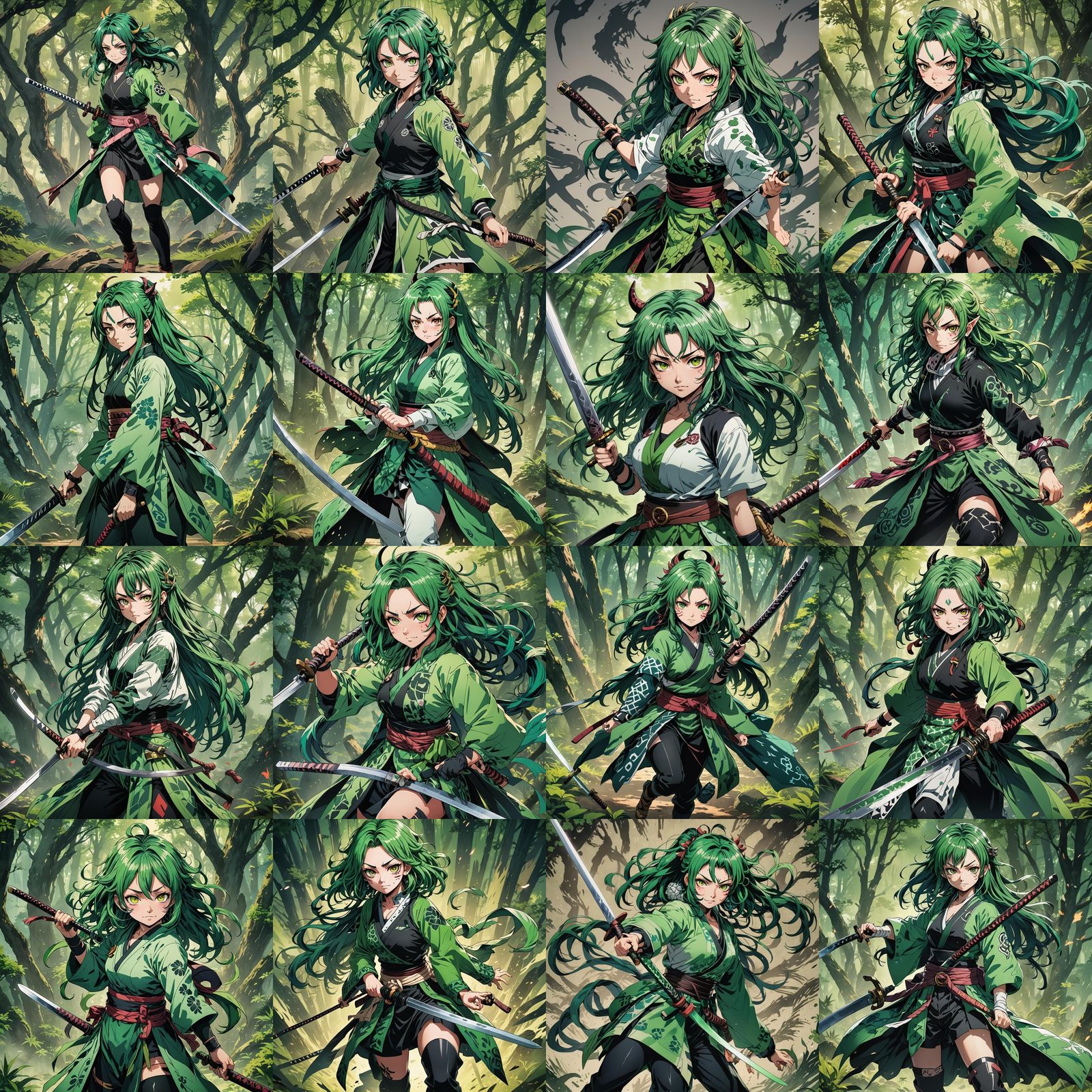 Anime Girl with Katana in Cel-Shaded Manga Style