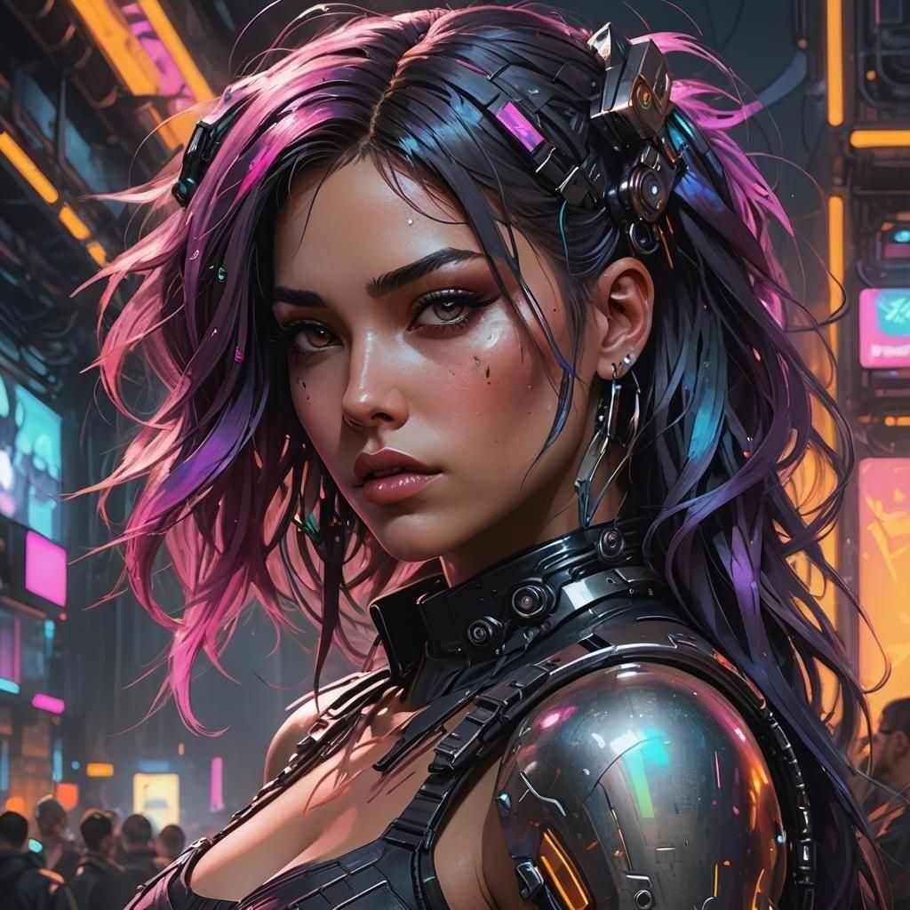 Cyberpunk Rave Girl Portrait in Dynamic Lighting