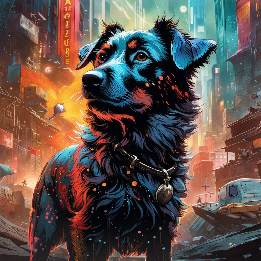 Superhero Dog Soaring in the Sky: Digital Art