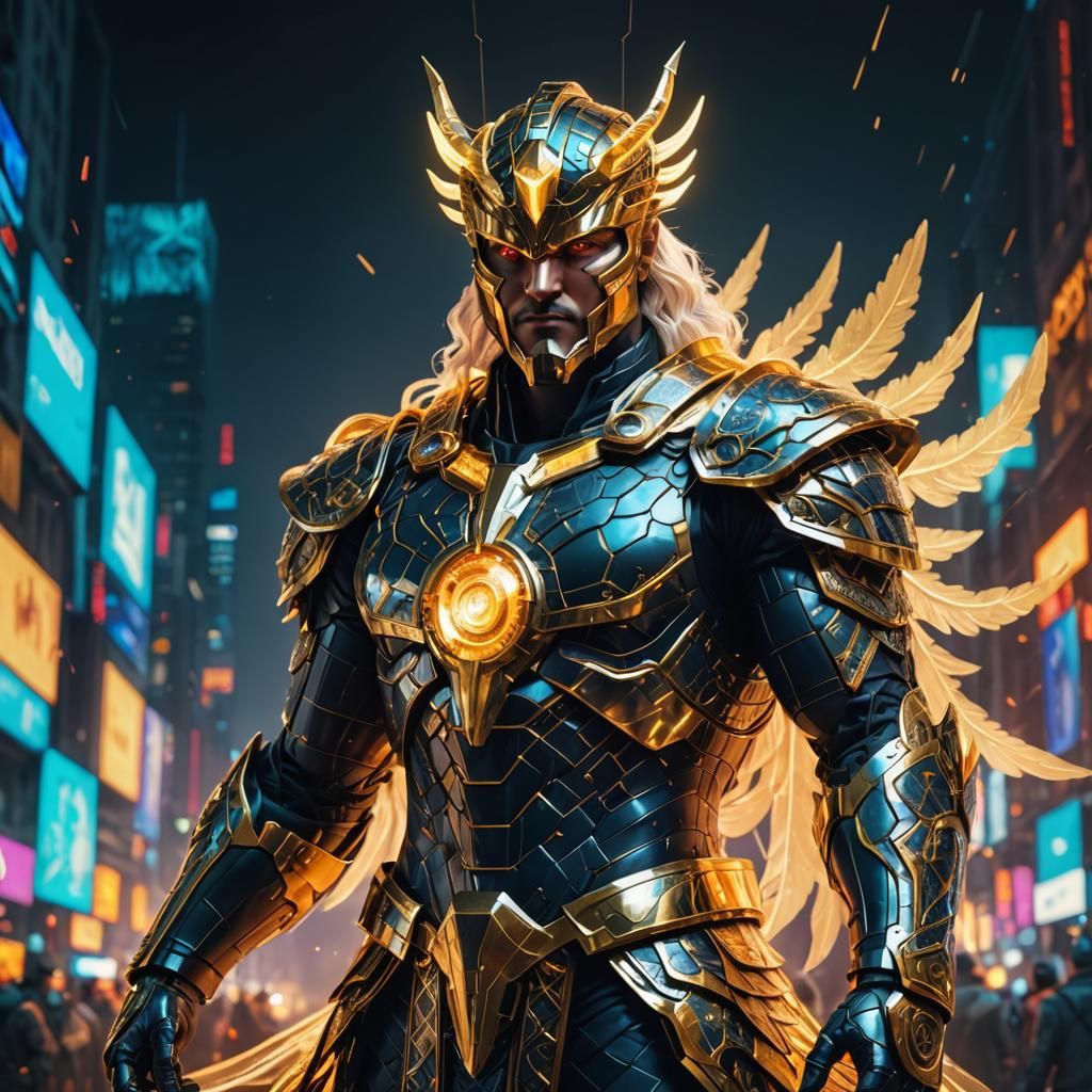 Democracy God Double Exposure Portrait in 3D