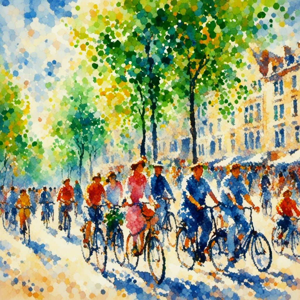 Amsterdam Street Scene in Impressionistic Style