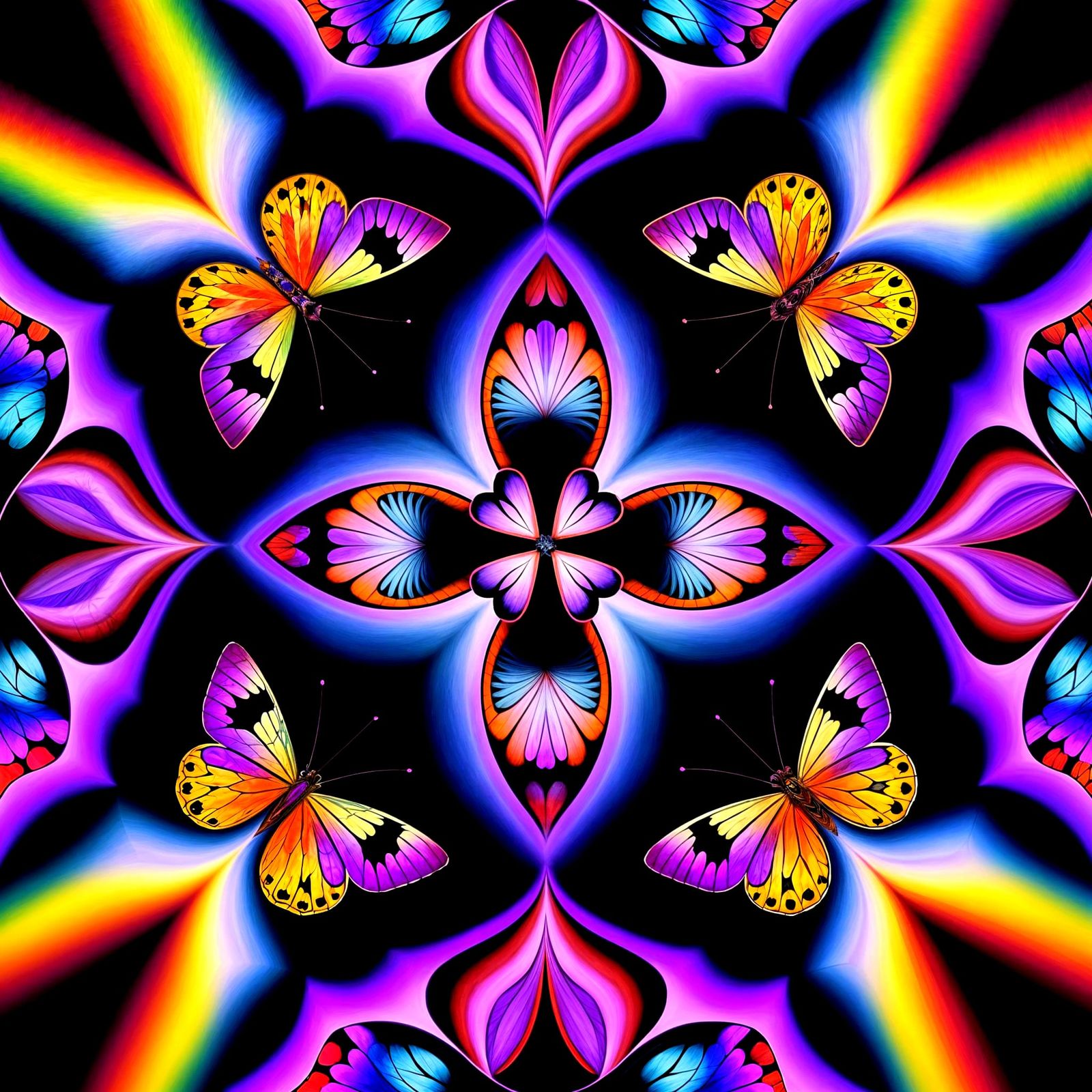 A kaleidoscopic image featuring 120° rotational symmetry, sh...