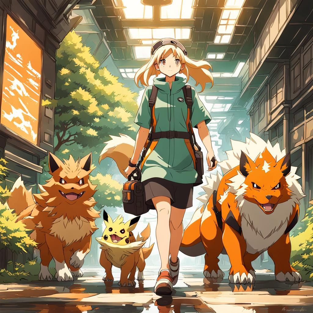 Pokémon Trainer and Team in Anime Key Visual