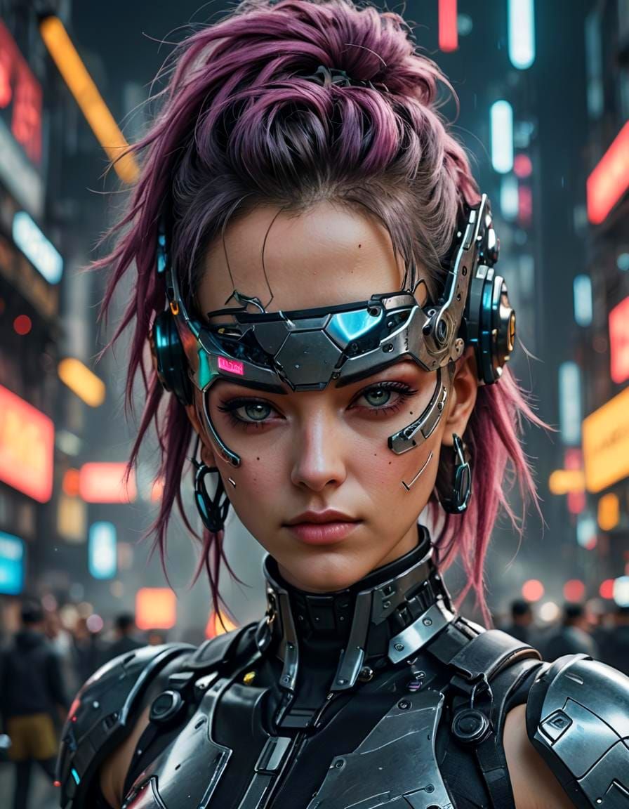 cyber punk Girl,(top-quality、8K、32K、​masterpiece、(The ultra ...