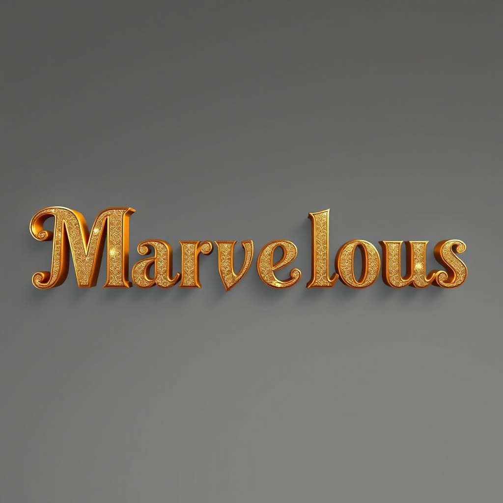 Elegant Gold Art Deco Typography in 3D Metallic Lettering