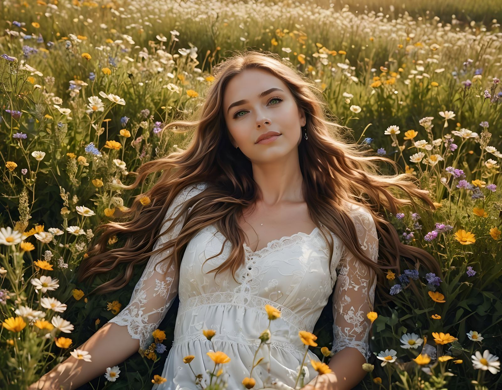 Girl in Wildflower Field: Cinematic Landscape Photography