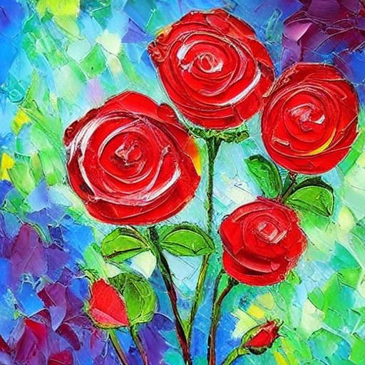 Valentine's Red Rose Heart in Neo-Impressionist Style