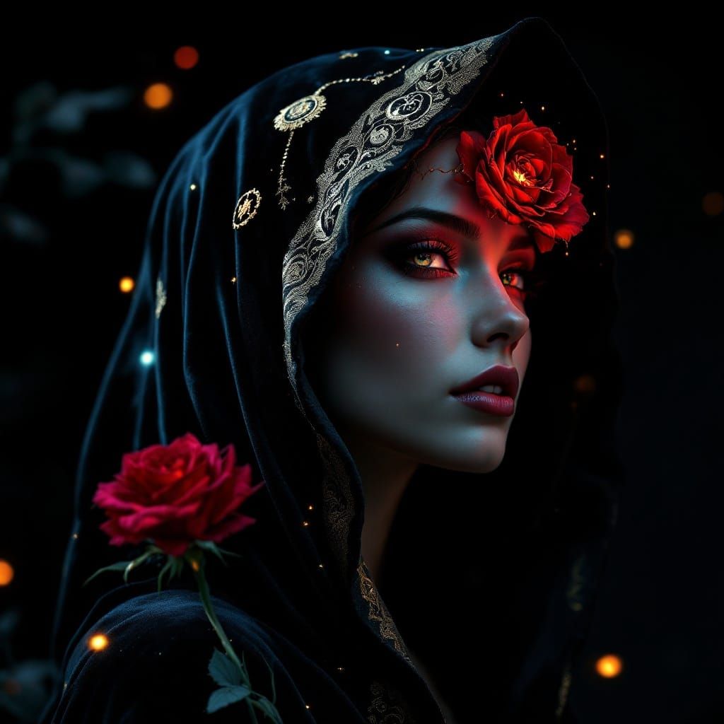 Mystic rose in black