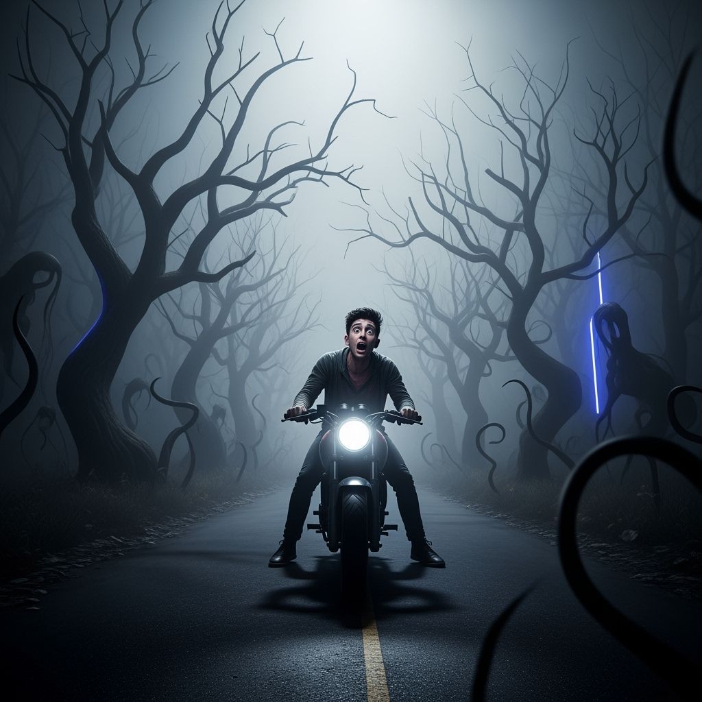 Terrified Motorcyclist on Cursed Forest Road