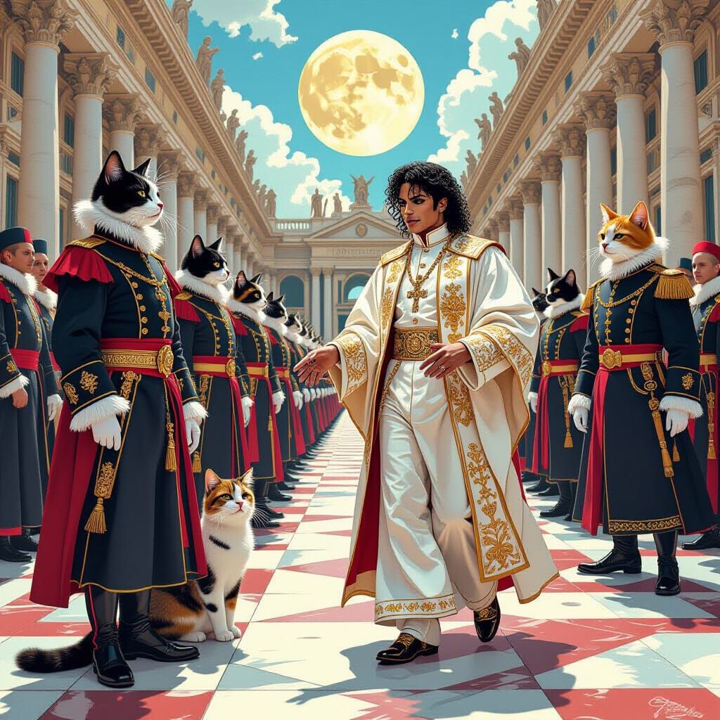 Renaissance Animals Guarding Michael Jackson