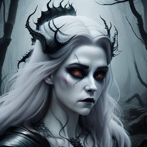 Yuki Onna Ghost Portrait in Surreal Style