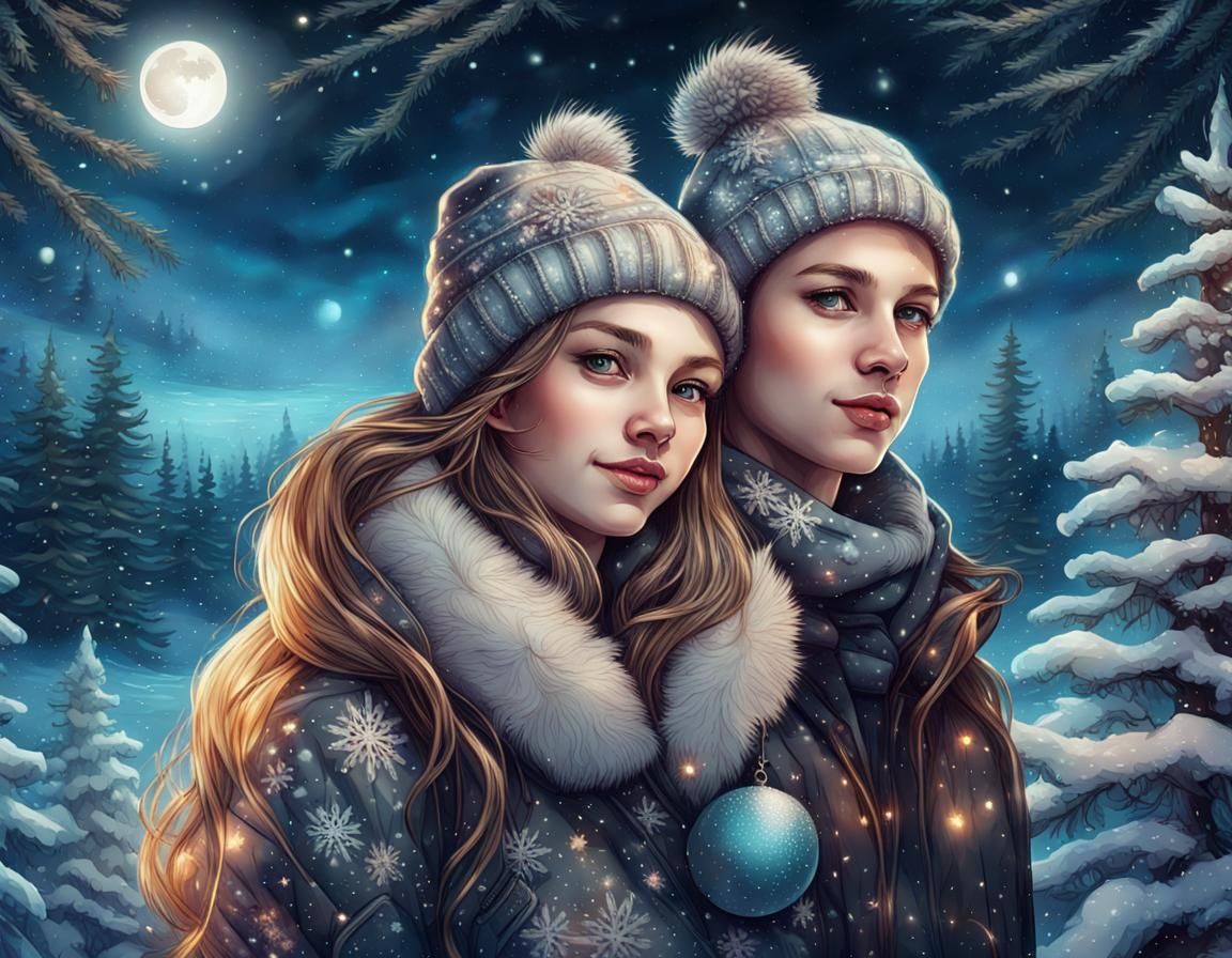 Festive Christmas Portrait in Digital Art Style