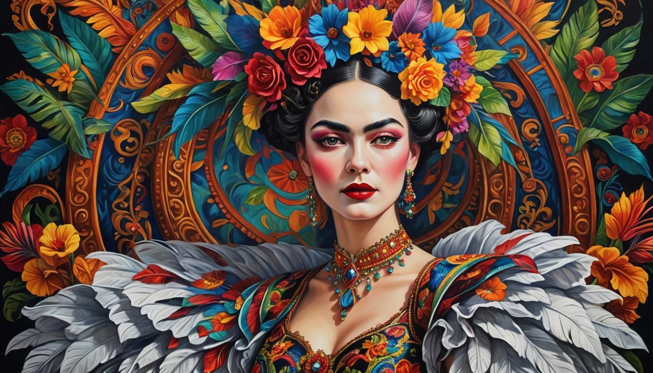 Carnival Cabaret Portrait in Art Nouveau Style