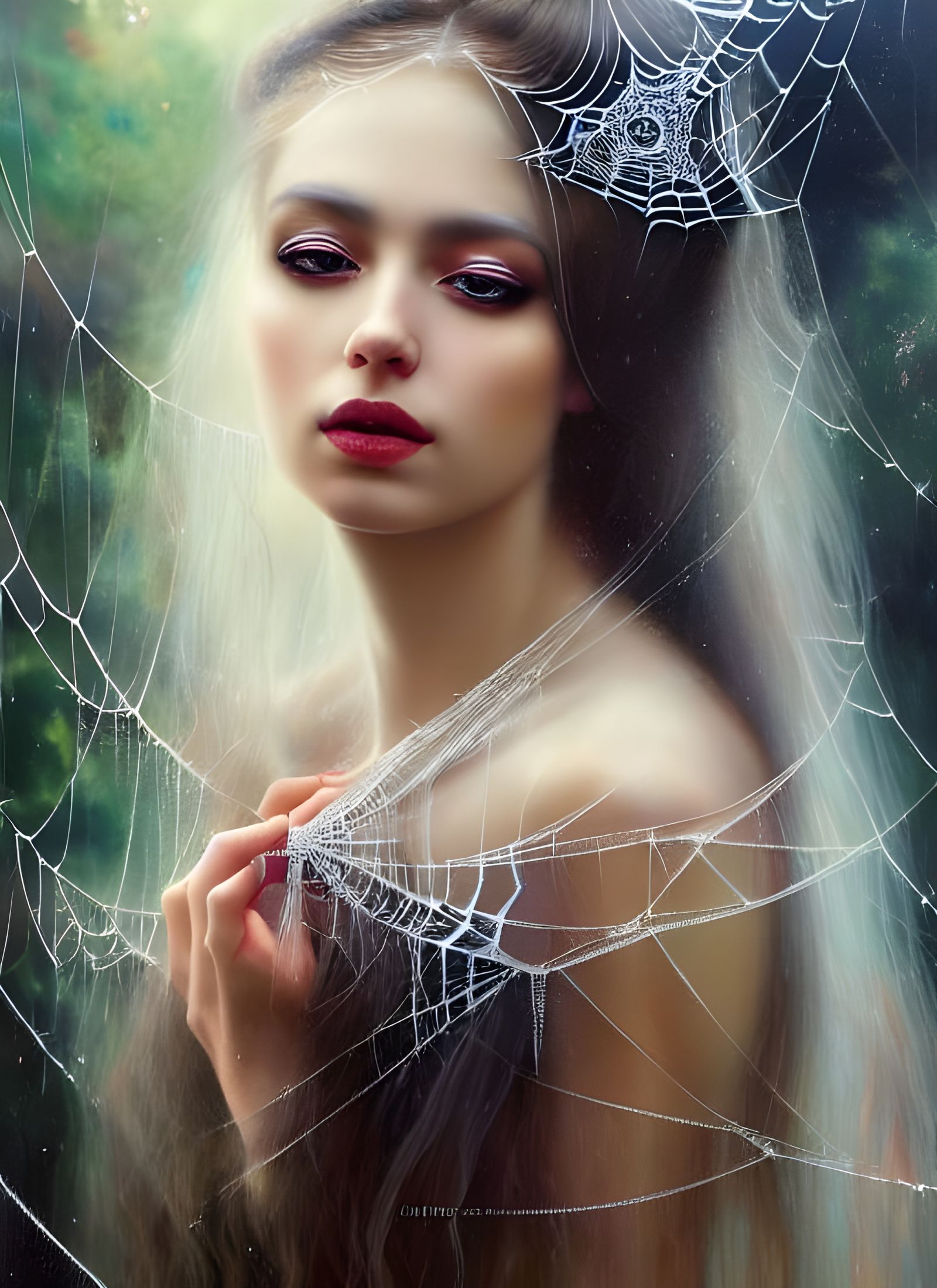 Princess with Spiderwebs: A Surreal Portrait