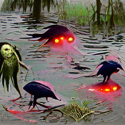 Mystical Swamp Birds in an Occult Setting