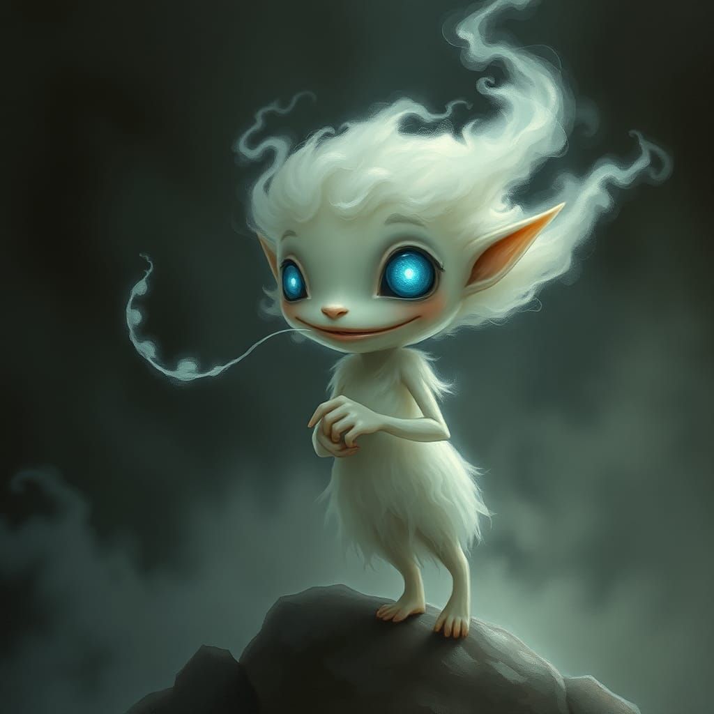 Ethereal Mist Being in Mystical Realism Style