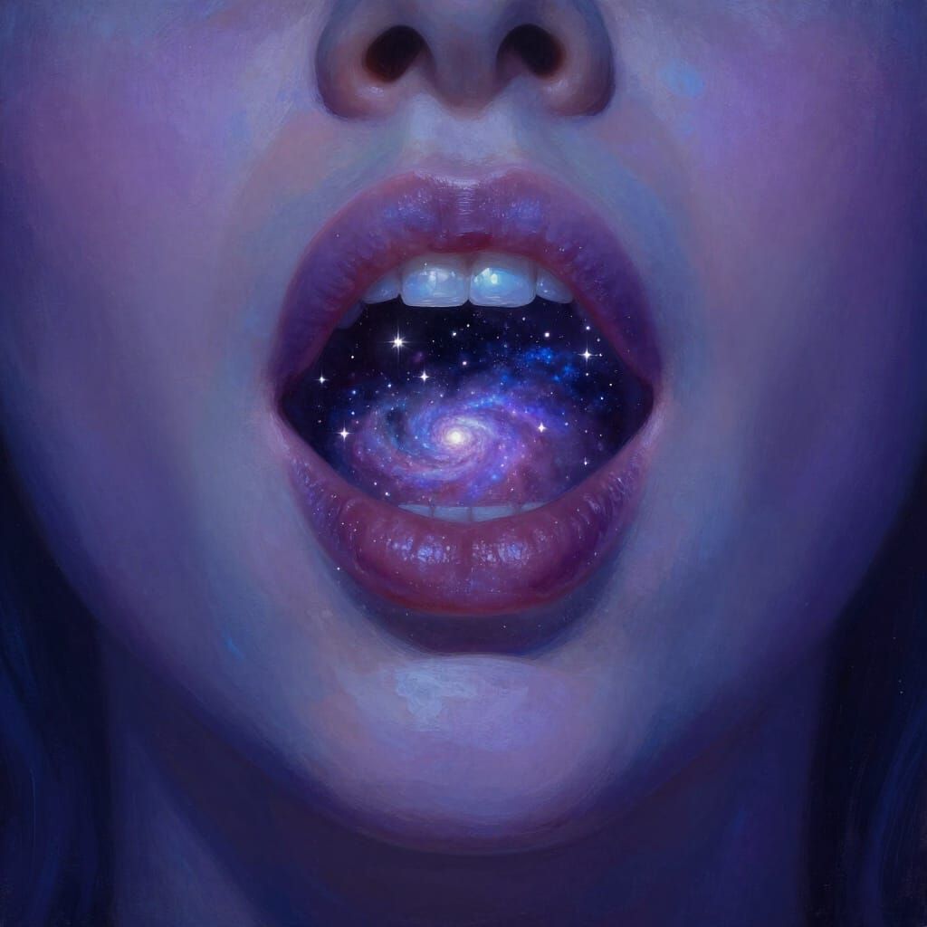 Surreal Woman's Face Reveals Cosmic Galaxy Within