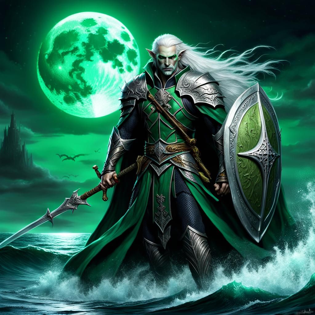Sea Elf Vampire Hybrid Paladin in Full Armor