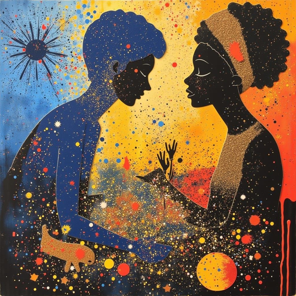 Surreal Abstract Art with Soft Powder and Spotty Dotty Style...