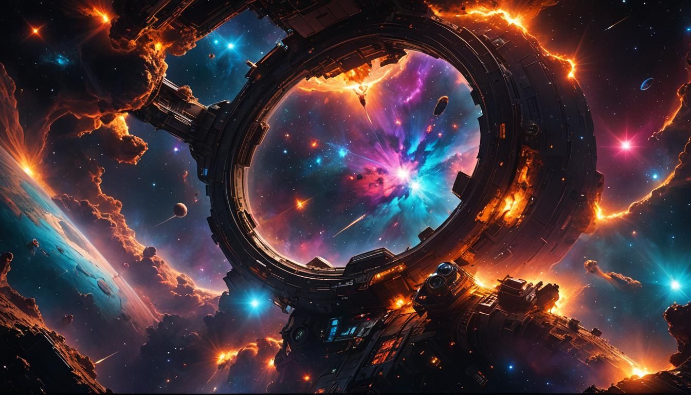 Cosmic Odyssey in Vibrant Nebula