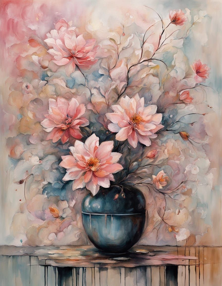 Surreal Floral Arrangement in Soft Pink Hues