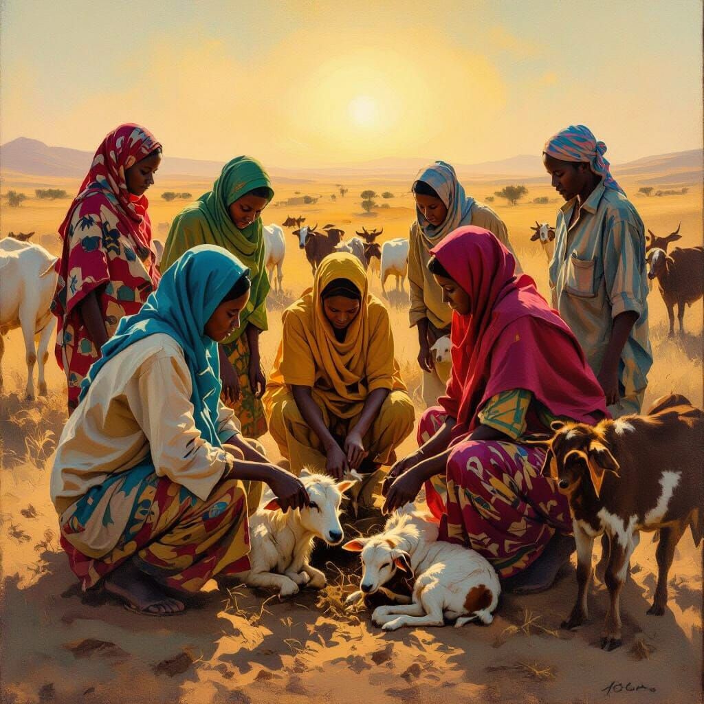 Somali Animal Health Workers in Social Realism Style