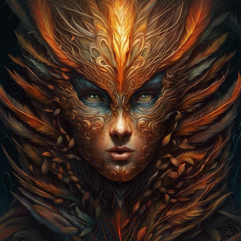 Detailed Phoenix Portrait in Digital Painting Style