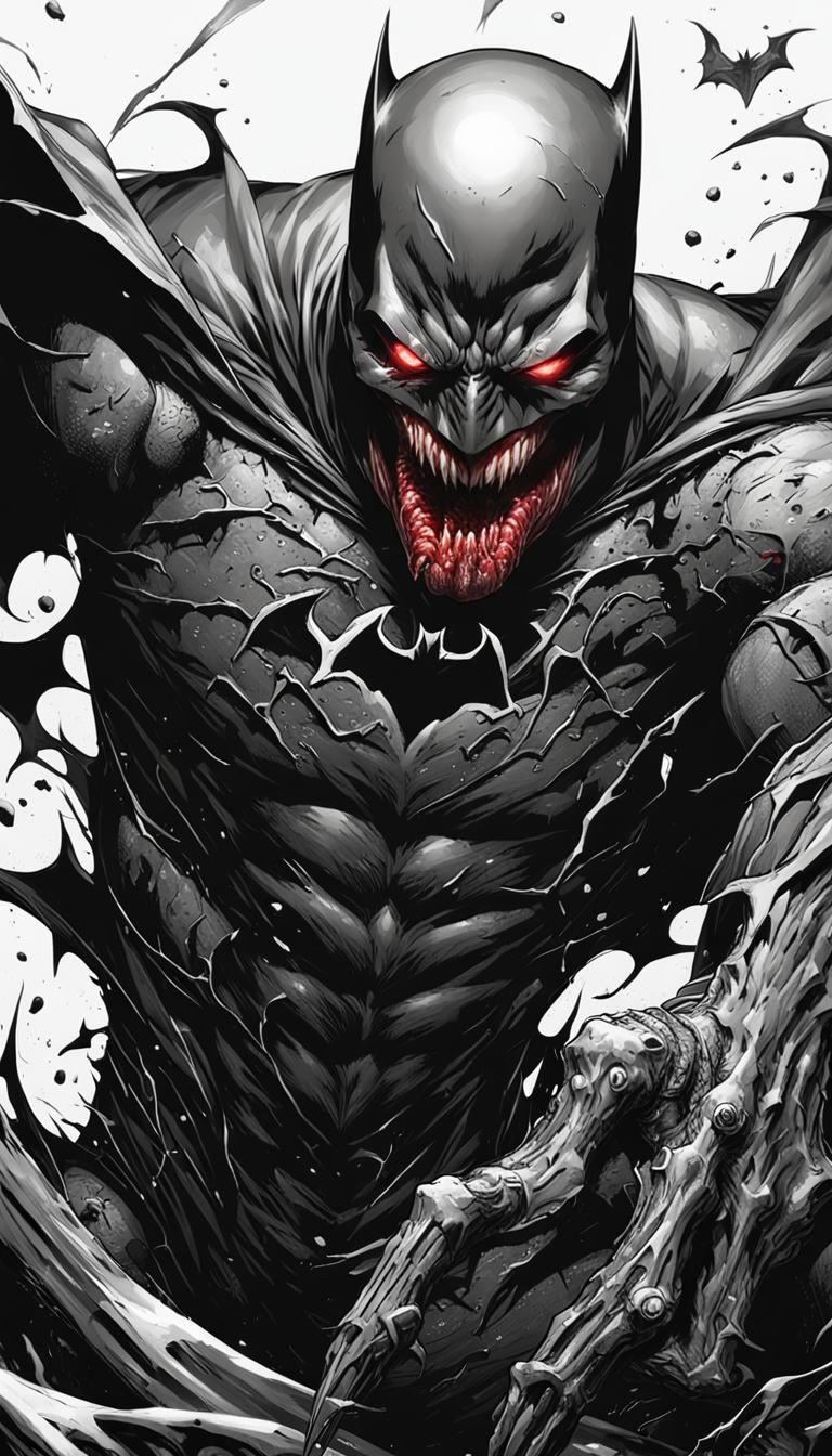 Carnage Symbiote Infused Batman: Hyperrealistic Splash Art