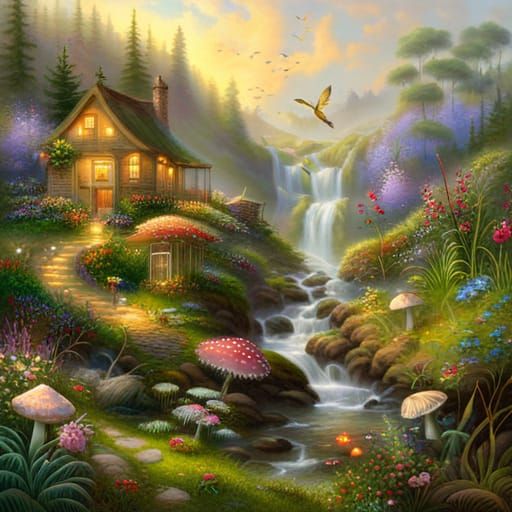 Ethereal Fantasy Garden in Hyperreal Detail