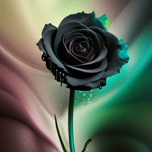 Dreamy Black Rose with 3D Fractals