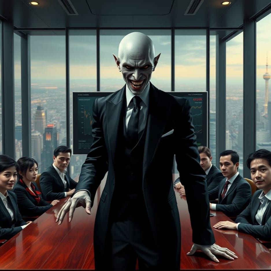 Vampire Business Executive in a Corporate Setting