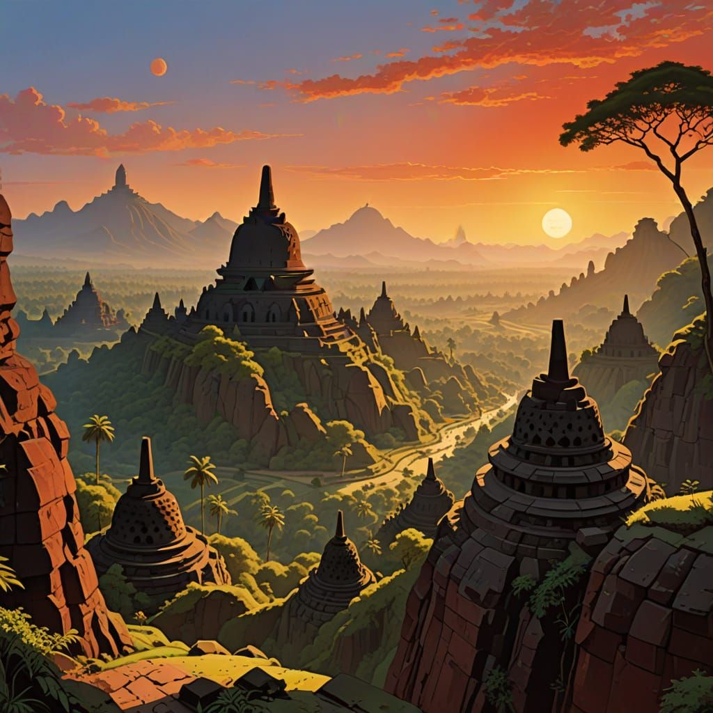 Surreal Desert Palace in Vibrant Colors