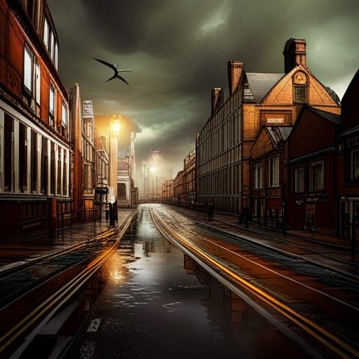 Urban Panic: Detailed Matte Painting in Deep Color