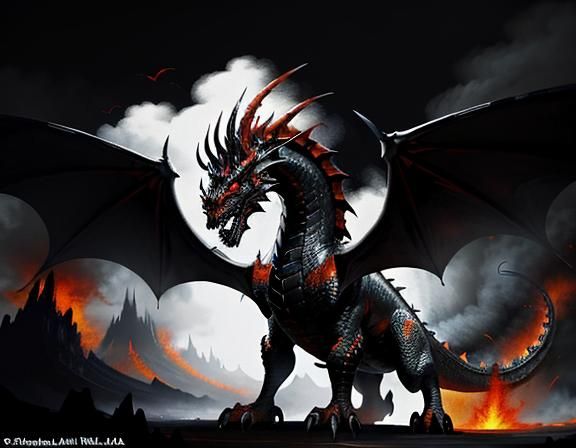 Fiery Dragon in Dynamic Fantasy Art Style