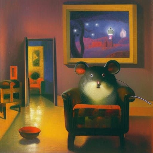 Sparkly Mouse Lounging Comfortably in Mousetrap, 8K