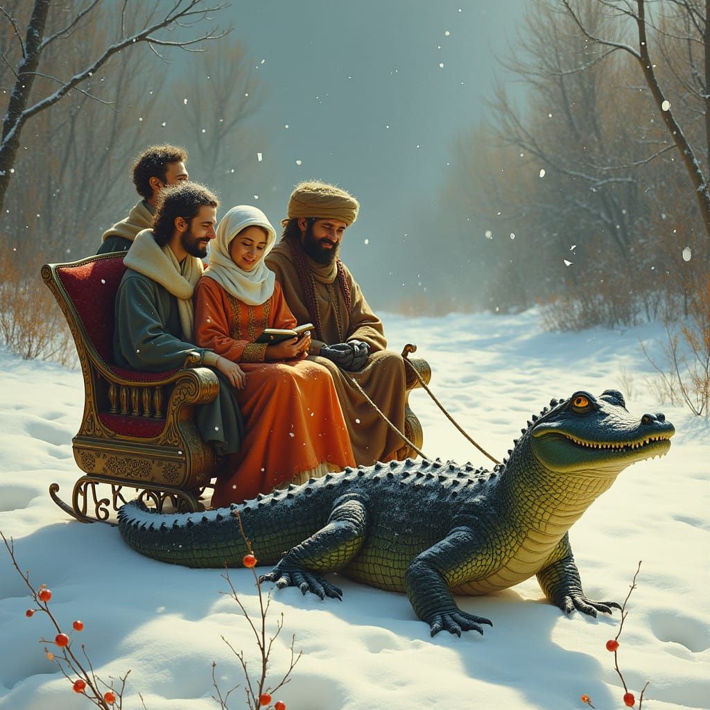 Winter Wonderland Gathering in Russian Folk Art Style