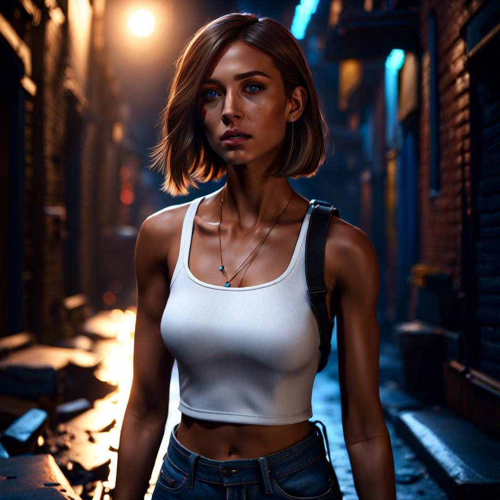 Teenage Girl Crying in Alley: Fantasy Concept Art